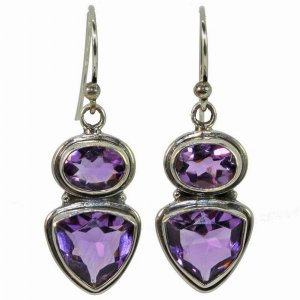 Wild 3UHAME107 Trillion And Oval Cut Amethyst Earrings