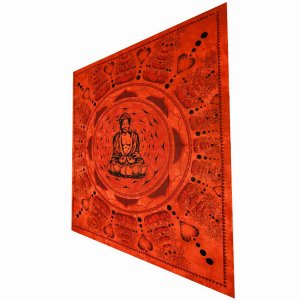 Wild TAPD288 Red Buddha In Dharma Chakra Mudra On A Lotus Flower Full 