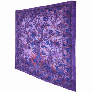 Wild TAPD315 Purple Tree Of Life Birds Tapestry Colorful Indian Wall D