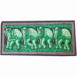 Wild BNR114 Matriarch Elephant Herd Horizontal Wall Banner Batik Table