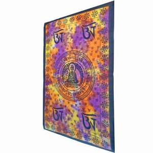 Wild TAPS1104 Buddhist Om Symbol Tapestry Wall Hanging With Seven Chak