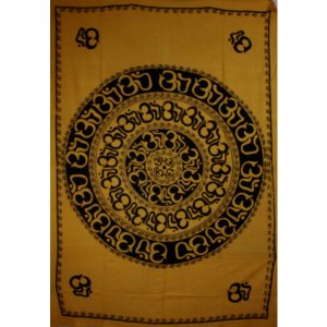 Wild TAPS1063 Orange Om Shanti Mandala Wall Hanging Tapestry