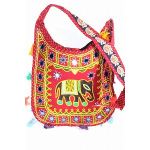 Wild JH233 Mirror Work Elephant Multi Color Sling Jhola Bag