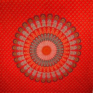 Wild TAPD166 Red Peacock Dance Mandala Tapestry