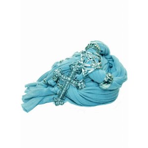 Wild SCA530 Everyday Turquoise Cross Pendant Scarf