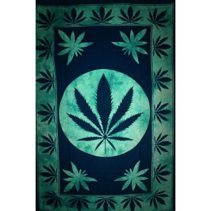 Wild TAPS1121 Marijuana Leaf Framed Art Twin Size Tapestry