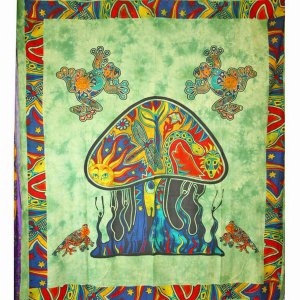 Wild TAPD210 Green Psychedelic Mushroom Garden Tapestry