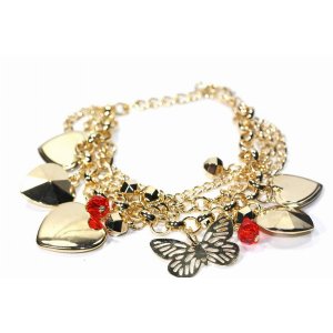 Wild 270 Lovely Hearts  Butterflies Charm Bracelet