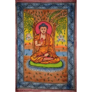 Wild TAPS1039 Buddha Meditating Under Bodhi Tree Tapestry