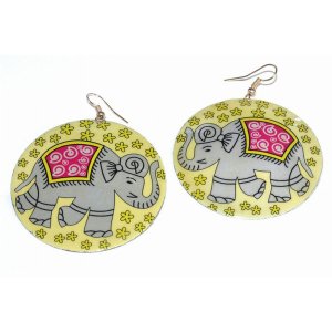 Wild 147 Good Luck Elephant Mother Of Pearl Earrings