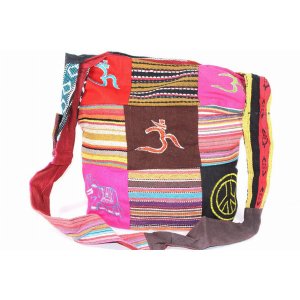 Wild JH121 Mixed Symbols Durrie Patchwork  Pop Art Sling Jhola Bag