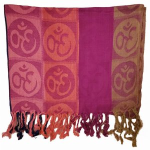 Wild SCA589 Four-color Om Meditation Symbol Handwoven Tassel Scarf