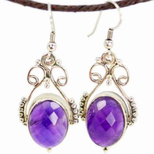 Wild 3UHAME120 Open Work Amethyst Queenly Earrings