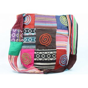 Wild JH109 Patchwork Multi Spiral Durrie Jhola Bag Shopping Tote