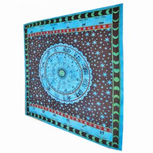 Wild TAPD337 Blue Zodiac Horoscope Astrological Wall Tapestry