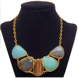 Wild MGSN101 Multi Gemstone Statement Necklace