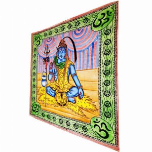 Wild TAPD289 Third Eye Shiva With Trishul  Om Tapestry