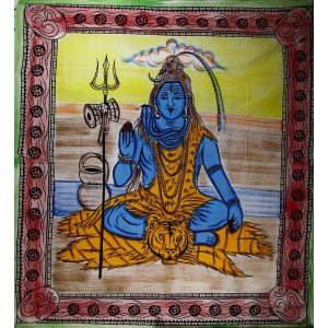 Wild TAPD135 Third Eye Shiva With Trishul  Om Tapestry