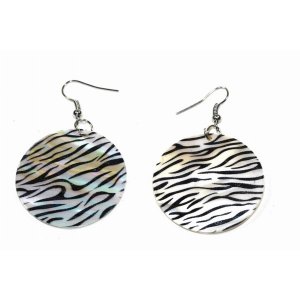 Wild 152 Zebra Stripes Mother Of Pearl Earrings