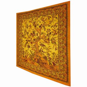 Wild TAPD310 Yellow Tree Of Life Birds Tapestry Colorful Indian Wall D