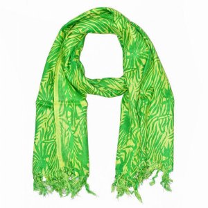 Wild SCA565 Tropical Print Cotton Fabric Plant Themed Tassel Scarf