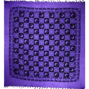 Wild TAPD137 Checkered Sun  Moon With Tassels Tapestry