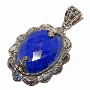 Wild 2UHPNDT-210L Victorian Style Lapis Lazuli Oxidized Pendant