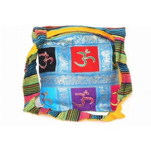 Wild JH143 Om Patchwork  Jacquard With Elephants Sling Jhola Bag