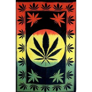 Wild TAPS1120 Marijuana Leaf Framed Art Twin Size Tapestry