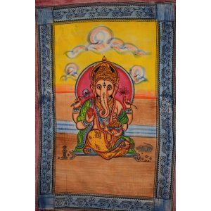 Wild TAPS1054 Ganesha Holding Lotus Flower In Pastels Tapestry