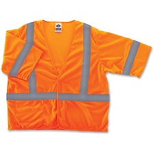 Tenacious EGO 22017 Glowear Class 3 Orange Economy Vest - Reflective, 