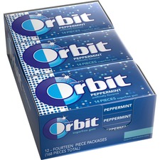 Wm MRS 21486 Orbit Peppermint Sugarfree Gum - 12 Packs - Peppermint - 