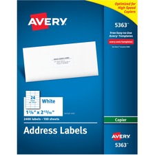 Avery 05363 Averyreg; Copier Address Labels - Permanent Adhesive - Rec