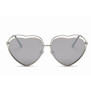 Iris S3006-C5 Women Metal Heart Shape Color Lens Sunglasses