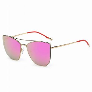 Iris CA06K CA02-B30 Oversize Polygon Mirrored Lens Cat Eye Sunglasses