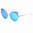 Iris CA03 CW02-B07 Women Mirrored Lens Round Cat Eye Sunglasses