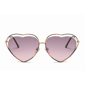 Iris S3006-C3 Women Metal Heart Shape Color Lens Sunglasses