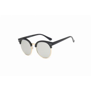 Iris D66 D01-B05 Retro Fashion Round Clubmaster Flat Lens Sunglasses