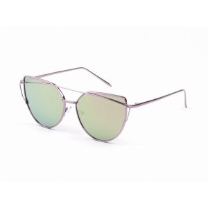 Iris D69-CR03-B12 Women Mirrored Metal Cat Eye Sunglasses