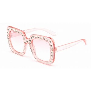 Iris S5001-C4 Women Rhinestone Square Oversize Sunglasses