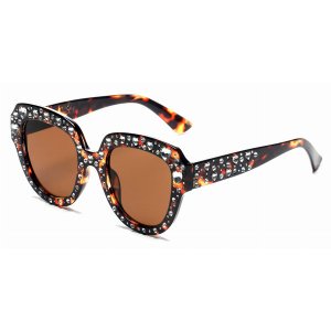 Iris S5003-C3 Women Round Cateye Rhinestone Fashion Sunglasses