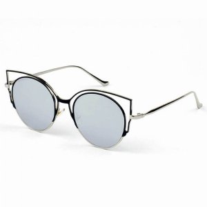 Iris A20-CB01-B23 Women's Cut-out Round Cat Eye Fashion Sunglasses