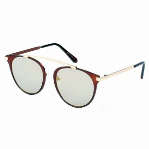 Iris A18-CB01-B23 Modern Horn Rimmed Metal Frame Round Sunglasses