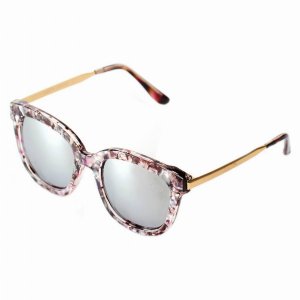 Iris CD02 V01-B05 Women's Oversize Mirrored Lens Horned Rim Sunglasses