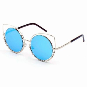 Iris A21-CW02-B07 Women Pearl-studded Cut-out Cat Eye Sunglasses