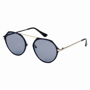 Iris A19-CD06-B01 Modern Flat Top Slender Round Sunglasses