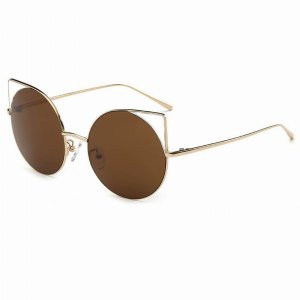 Iris CA03 CA05-B02 Women Mirrored Lens Round Cat Eye Sunglasses