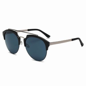 Iris CA15K D01-P01 Half Frame Mirrored Lens Horned Rim Sunglasses