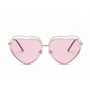 Iris S3006-C4 Women Metal Heart Shape Color Lens Sunglasses