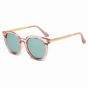 Iris CD07 R04-B05 Women's Retro Mirrored Lens Horned Rim Round Sunglas